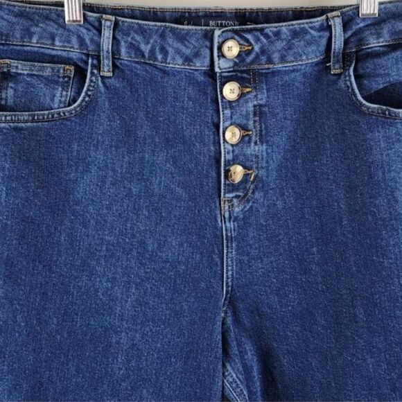 Boden Button Fly Wide Leg Jeans Size 14 Mid Vintage Denim Stretch Mom High Rise - Picture 9 of 14